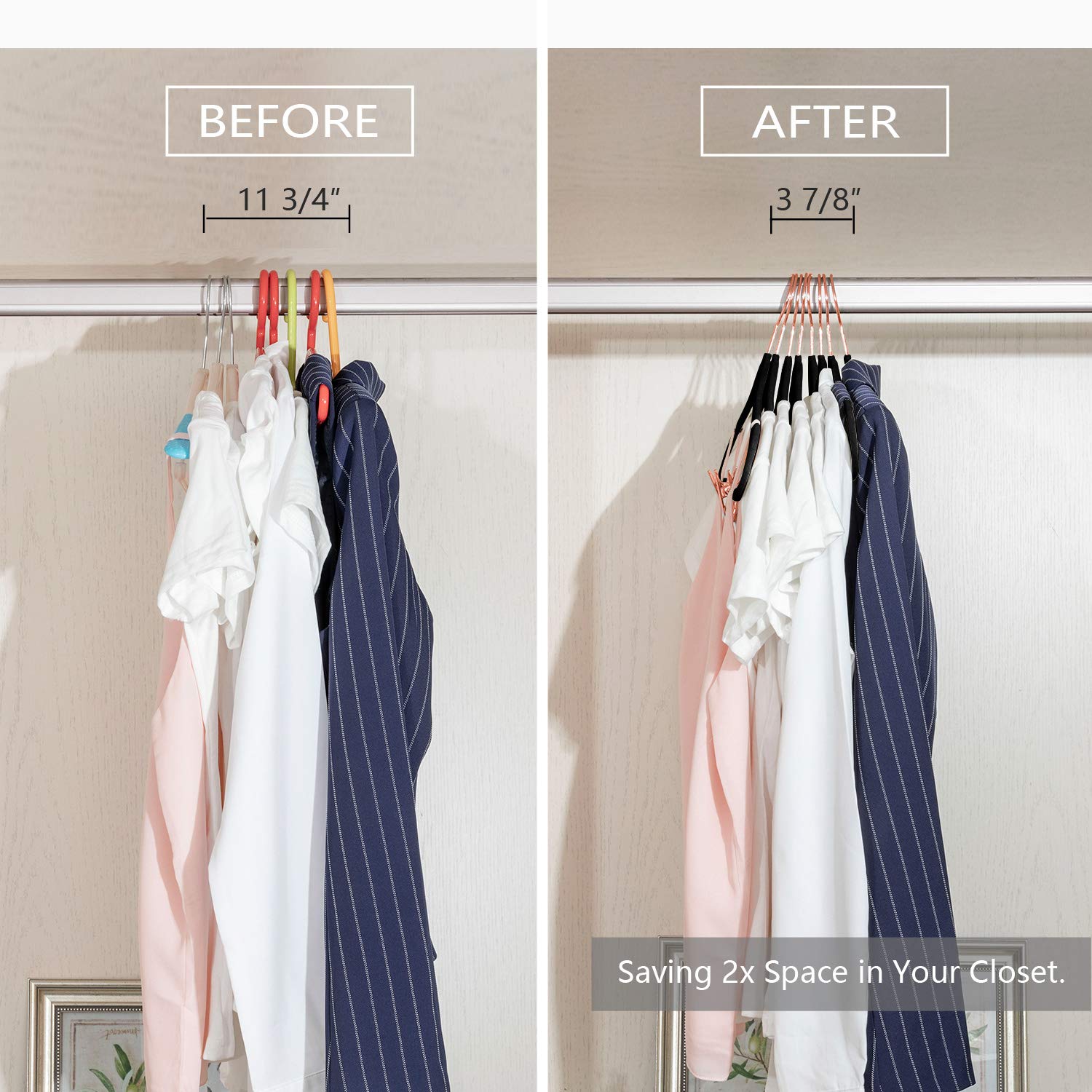 Mizgi Premium Velvet Pants Hangers With Clips (Pack Of 20) Slim Skirt Hangers- Non Slip Felt Outfit Dress Hangers Black - Copper